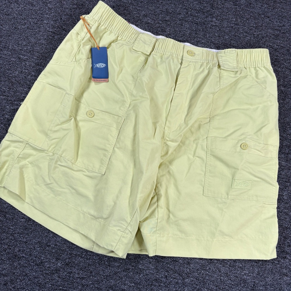 AFTCO Original Fishing Shorts Mens 40 Yellow Anemone Recycled 8 Inch Inseam NEW